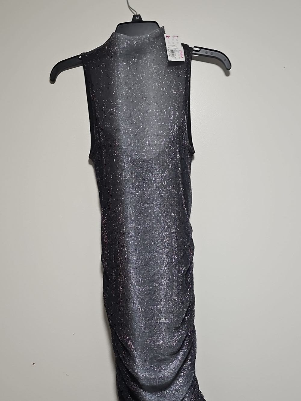 Sleeveless Metallic Sheen Midi Dress - Black